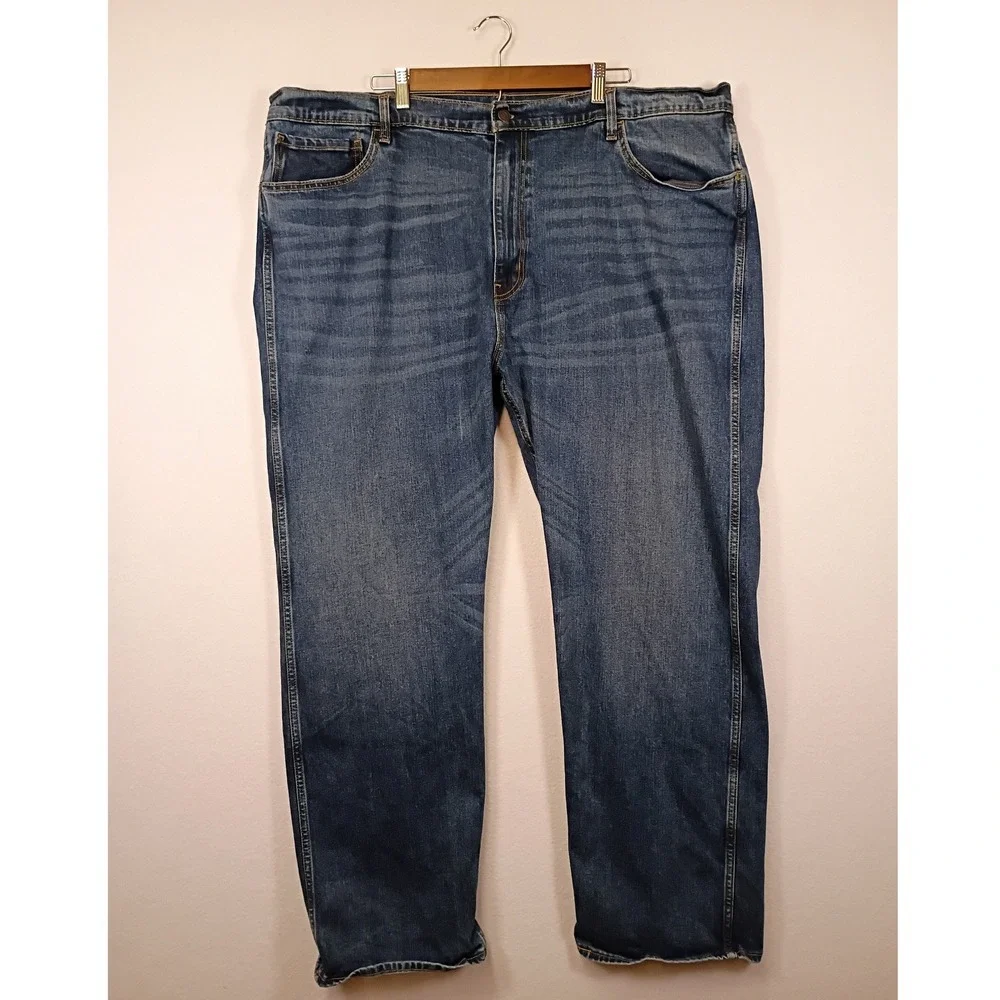 Rugged Workwear Levi's Mens 46x34 Blue Straight Leg Stretch Denim Jeans